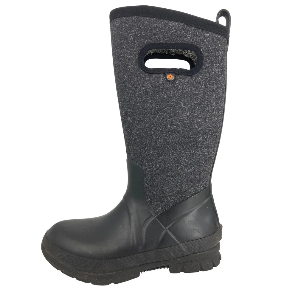 Bogs Crandall Tall Boots Womens 6 Black Charcoal Excellent Waterproof Insulated